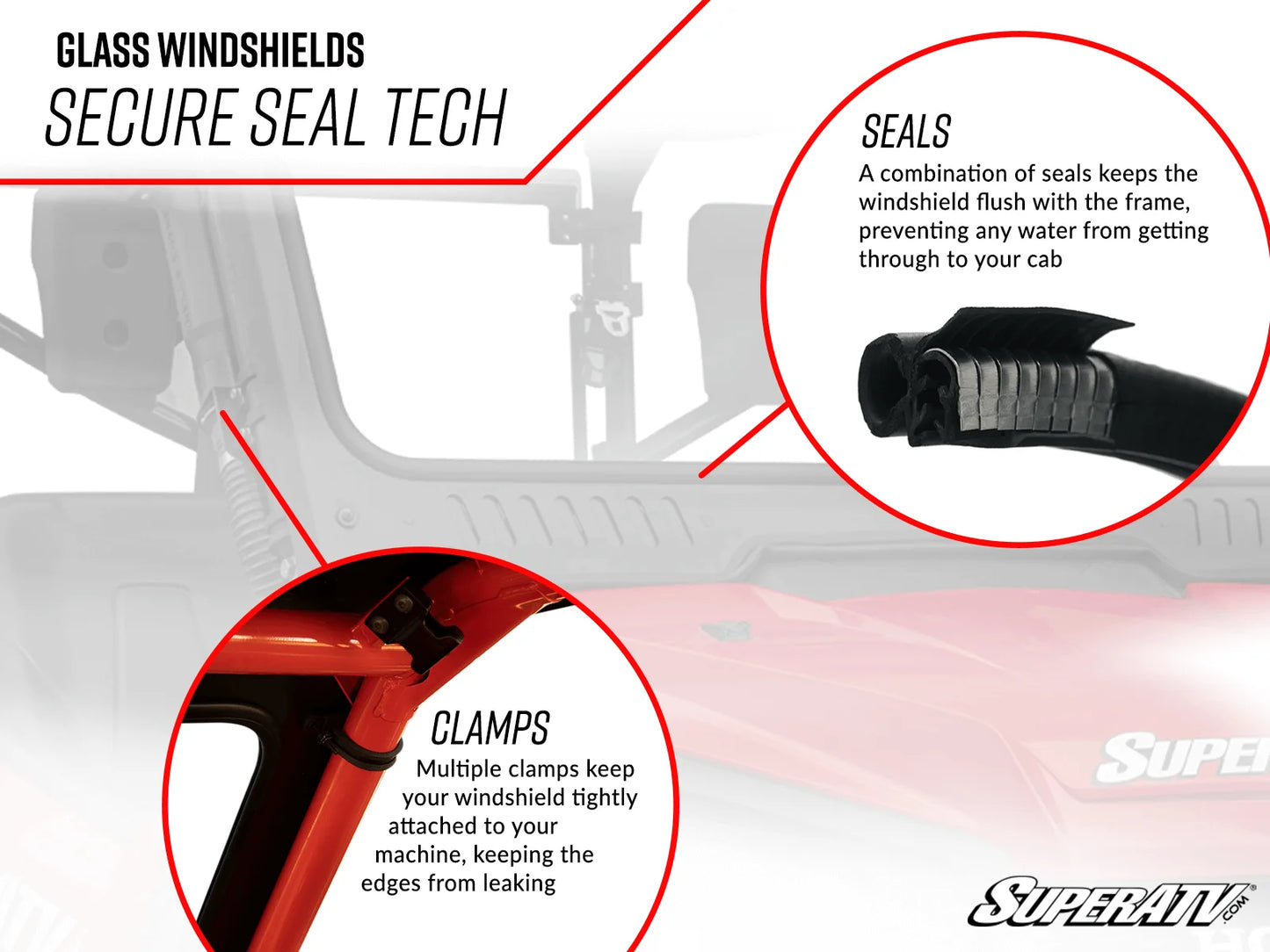 Kawasaki KRX & KRX4 1000 Vented Glass Windshield, With Wiper Kit